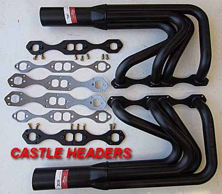 CHEVROLET SMALL BLOCK SPRINT CAR 23 DEG. HEADS 4 INTO 1 DESIGN 2in. PRIM. 3.5in. OUTLET.