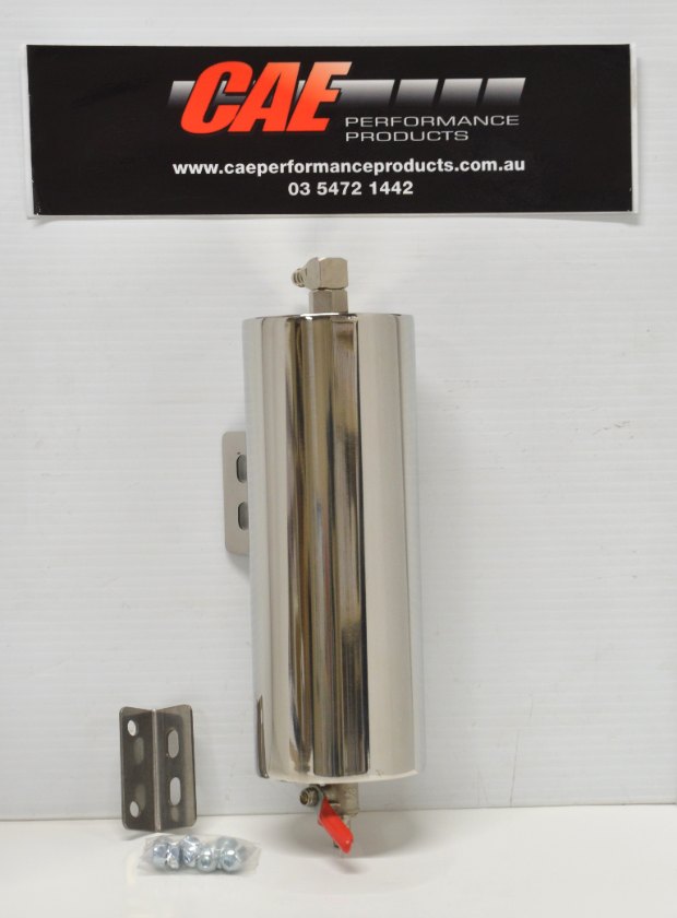 OVERFLOW TANK RADIATOR STAINLESS STEEL POLISHED. (3'' x 8'' DIAMETER)