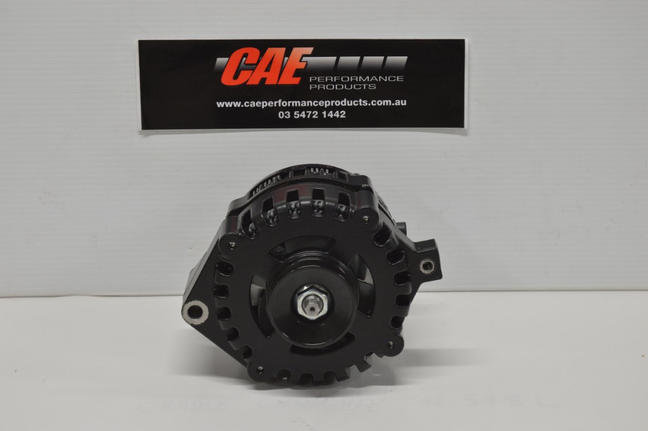 Chevrolet Small Block and Big Block - Ford Cleveland and Windsor V8s - Holden 308-305 and 253 Red-Blue and Black 6Cyls. Black finish. Charges 350amps at 14.2 volts