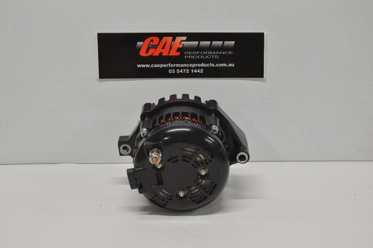 Chevrolet Small Block and Big Block - Ford Cleveland and Windsor V8s - Holden 308-305 and 253 Red-Blue and Black 6Cyls. Black finish. Charges 350amps at 14.2 volts